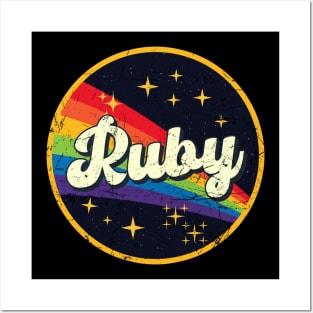Ruby // Rainbow In Space Vintage Grunge-Style Posters and Art